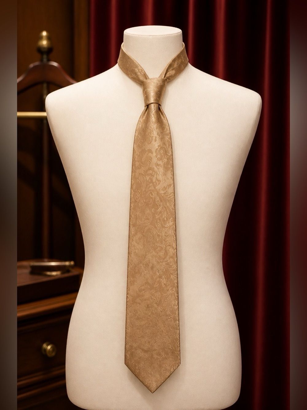 TIE Handmade Champagne Paisley Tie IMPORTED GB